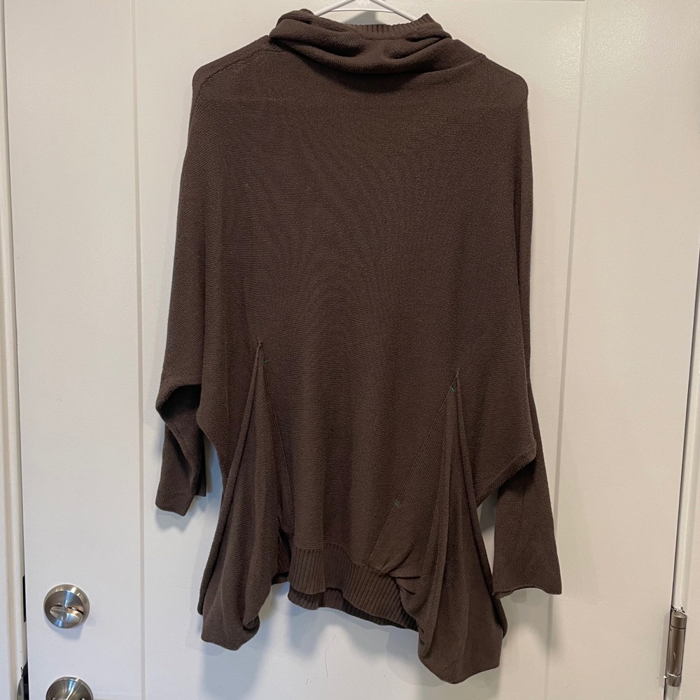 Skunkfunk Laiene Brown Bamboo Organic Cotton Cowl Neck Batwing Sweater Size 2